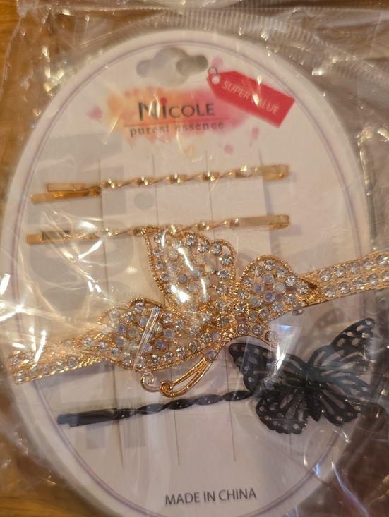 BULK Nicole Black Floral Hair Clip/barette Value Pack with Gold & Silver Accents main image 5